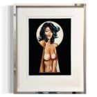 Giclée-Druck „Brunette“ von Mel Ramos, 37 × 50 cm, limitierte Auflage 79/80, signiert & nummeriert, Pop-Art-Motiv einer stilisierten Brünette.