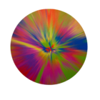 Rundes Giclée-Unikat „Beautiful, Profusely Meditative“ von Damien Hirst, Ø 70 cm, bunte Spiralstruktur, signiert und datiert, hypnotisch & farbintensiv.