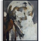 Hans-Georg Assmann: „Identity“ – abstrakter Kopf in Mischtechnik auf Leinwand, 100 × 120 cm, Braun-Grau-Weiß, ausdrucksstarkes Unikat, signiert.