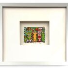 James Rizzi 3D-Grafik „My Turn Next“ mit vier bunten Charakterköpfen und Herz, Pop-Art-Stil, gerahmt