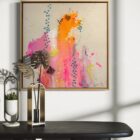 Marika Thoms „Ocean Pearl I“, Mixed-Media-Gemälde auf Leinwand in Pink-, Orange- und Gelbtönen mit Strukturakzenten, 60 × 60 cm, 2025, Unikat, handsigniert.