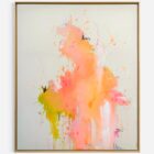 Marika Thoms „Street Bubble“, großformatiges Mixed-Media-Gemälde auf Leinwand in Orange-, Pink- und Gelbtönen, 120 × 100 cm, 2025, Unikat, handsigniert.