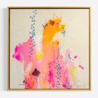 Marika Thoms & Claudia Simon „Ocean Pearl I“, Mixed-Media-Gemälde mit Stickerei auf Leinwand, Neonfarben und Strukturen, 60 × 60 cm, 2025, Unikat, handsigniert.