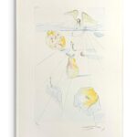 Salvador Dalí „The Fruits of the Valley“, Radierung mit Früchten, Blatt und geflügelter Figur, Motivmaß 40 × 25,5 cm, Auflage 88/250, handsigniert, ungerahmt.