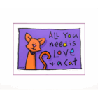 Ed Heck „All you need is love and a cat“, Pigmentdruck auf Bütten mit Katze und Schriftzug, Motivmaß 23,6 × 36,6 cm, Auflage 164/350, ungerahmt, handsigniert.