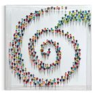 Juan Aliaga Kunstwerk mit plastischen bunten Figuren, die ein @-Symbol formen – Acryl und Mischtechnik auf Leinwand