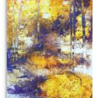 Gabriele Lockstaedt „Farbspiel“, Mischtechnik auf Leinwand, 100 × 120 cm, farbintensive Waldlandschaft mit Birken.