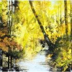 Gabriele Lockstaedt „The Sun“, Mischtechnik auf Leinwand, 120 × 100 cm, helle Waldlandschaft mit starkem Lichteinfall.