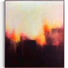 Fee Gunkel „Oasis“, Acryl auf Leinwand, 150 × 170 cm, abstrakte Komposition mit warmen Rot- und Orangetönen.
