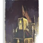 Achim Kiel St Aegidien Braunschweig Siebdruck Kirche Architektur dunkel signiert