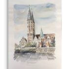 Wöhler Braunschweiger Dom Aquarell Architektur Kirche Braunschweig signiert Unikat