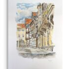 Witold Stypa Burgplatz Braunschweig Aquarell Fachwerk Architektur Stadtansicht signiert Unikat
