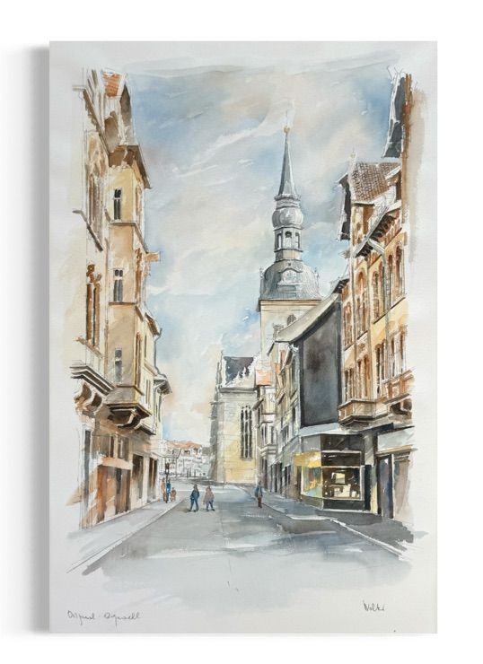 WhatsApp Image 2026-03-26 at 12.53.26 (5) Wolter Marienkirche Wolfenbüttel Aquarell Stadtansicht Kirche signiert Unikat