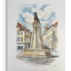 Witold Stypa Burglöwe Aquarell Braunschweig Burgplatz Löwe Stadtansicht signiert Unikat