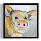 Christiane Bstock Neugier Acryl Leinwand Schwein Tiermotiv signiert Unikat