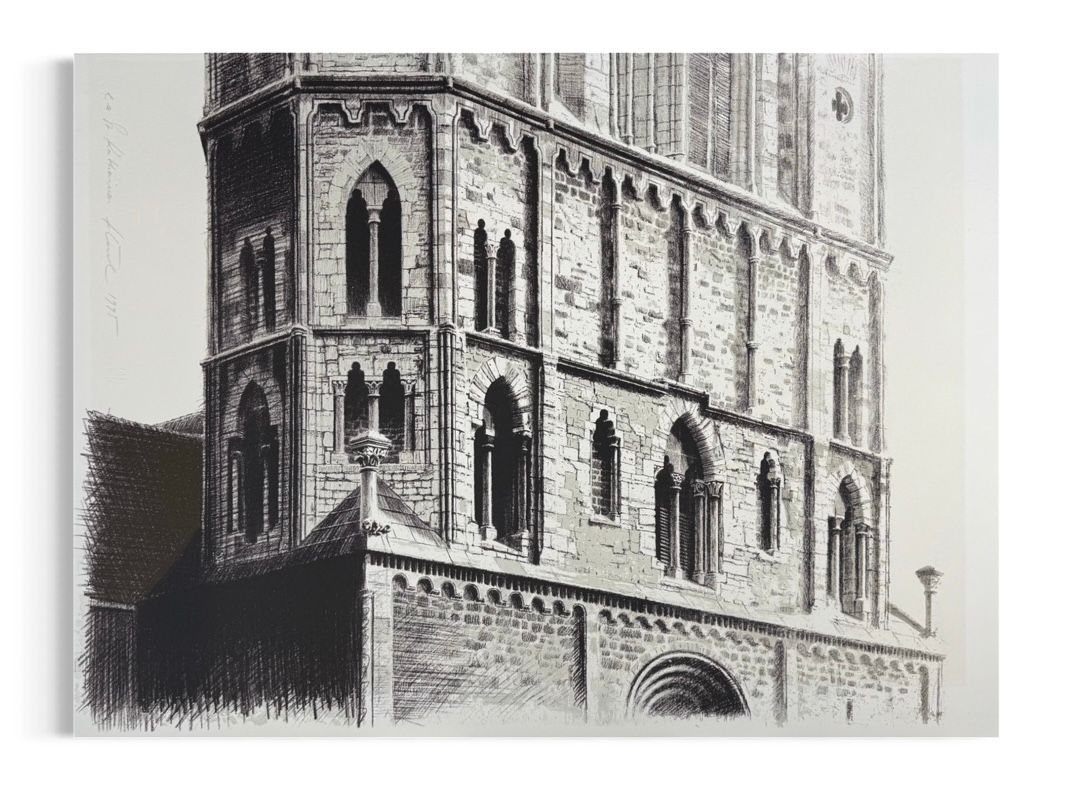 WhatsApp Image 2026-03-26 at 13.23.39 (3) Achim Kiel St. Katharinen Lithografie Braunschweig Kirche Architektur Schwarz-Weiß signiert