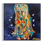 Leon Löwentraut A Woman by Night 70 x 70 cm Mischtechnik auf Leinwand signiertes Unikat mit figurativer Darstellung auf dunkelblauem Hintergrund.
