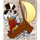 Appollo KEEP IT COOL CAPTAIN Collage mit Dagobert Duck und 24 Karat Blattgold auf Zeitungshintergrund