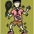 Lucky Bambino TieBreak, signierter Fine-Art-Print 100 × 120 cm mit stilisierter Tennisfigur und Tennisschläger im grafischen Pop-Art-Stil.