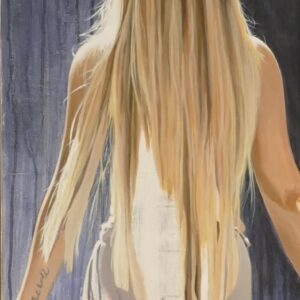 Gemälde „Et kütt wie et kütt“ von Jörg Extra – 50 × 100 cm Unikat mit tätowierter Frau von hinten