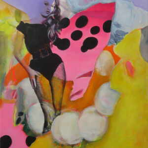 Gemälde „Bardot“ von Monika Kaiblinger – großformatiges Unikat (120 × 160 cm) mit Brigitte Bardot in schwarzer Kleidung vor farbigem