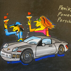 Siebdruck „Panik Power Porsche (BLACK Edition 2025)“ von Udo Lindenberg