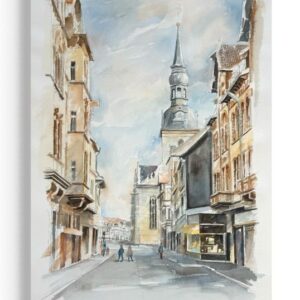 Wolter Marienkirche Wolfenbüttel Aquarell Stadtansicht Kirche signiert Unikat