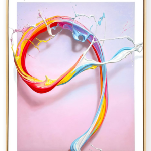 Cevin Parker Fantastic Dream Öl auf Leinwand farbiger Ring abstrakte fließende Farben auf hellem Hintergrund