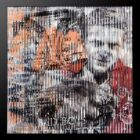 Devin Miles Steve – Vintage, Mixed Media auf gebürstetem Aluminium, 75 × 75 cm, Edition 7/39 mit Steve McQueen und klassischem Sportwagen.
