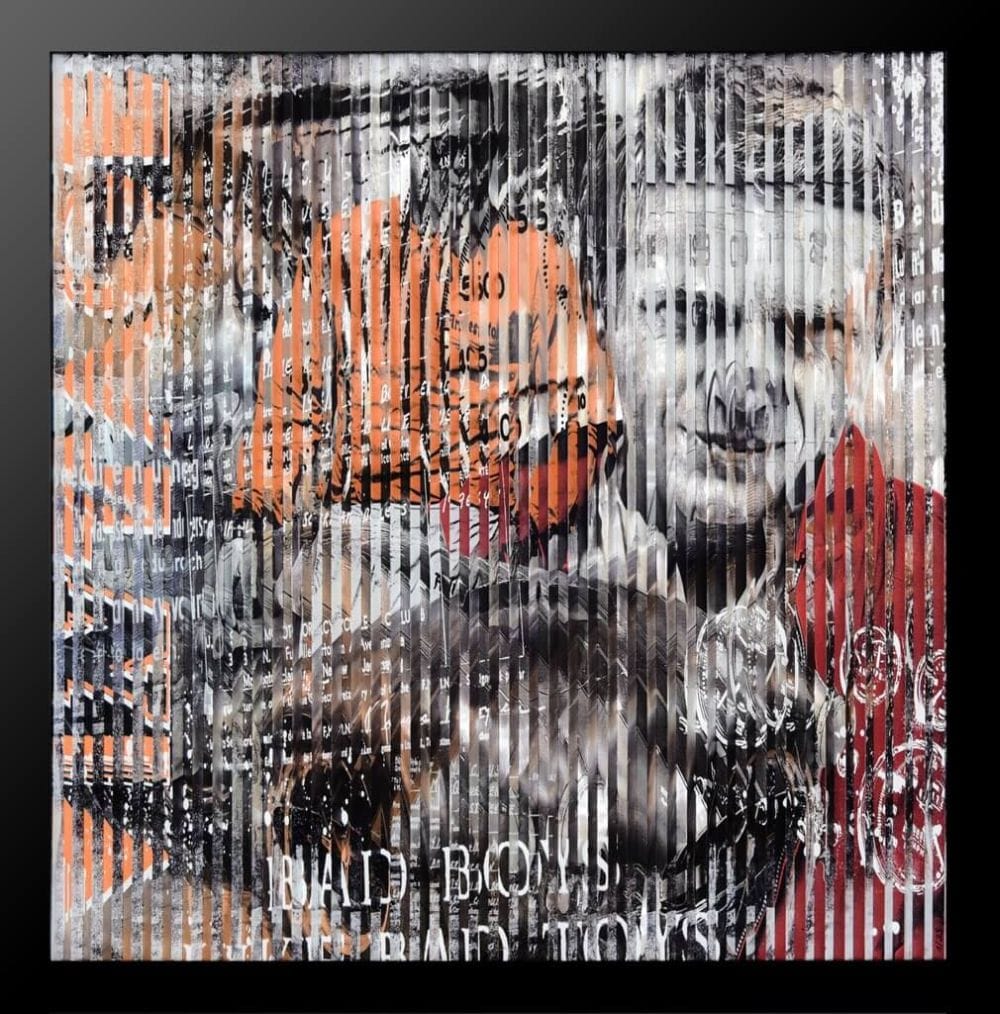 devin_miles_-_steve_vintage Devin Miles Steve – Vintage, Mixed Media auf gebürstetem Aluminium, 75 × 75 cm, Edition 7/39 mit Steve McQueen und klassischem Sportwagen.
