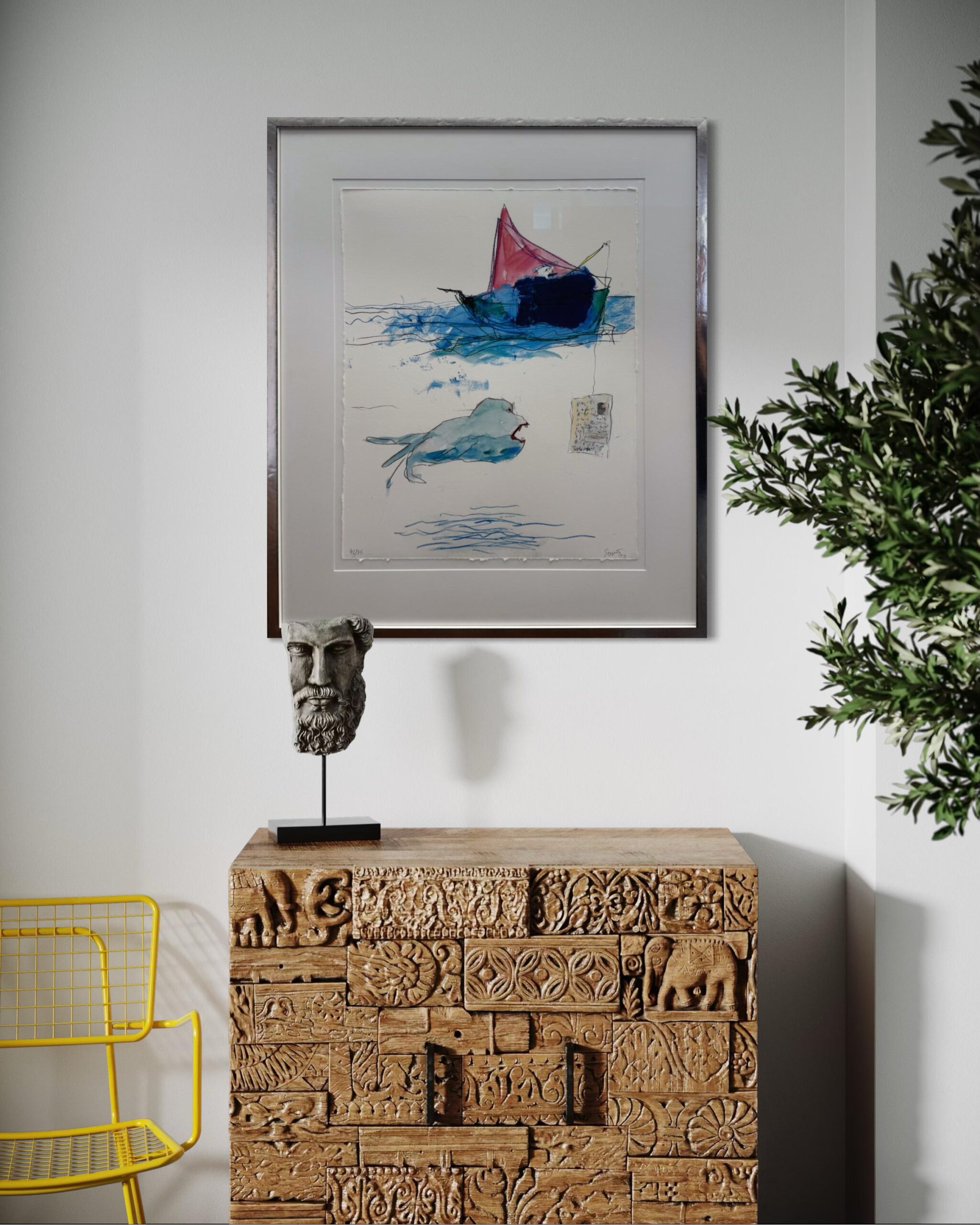 Dirk Sommer La Vita Vera, dreiteilige handsignierte Siebdruck-Mappe auf Büttenpapier, Blattmaß 50 × 60 cm je Grafik.
