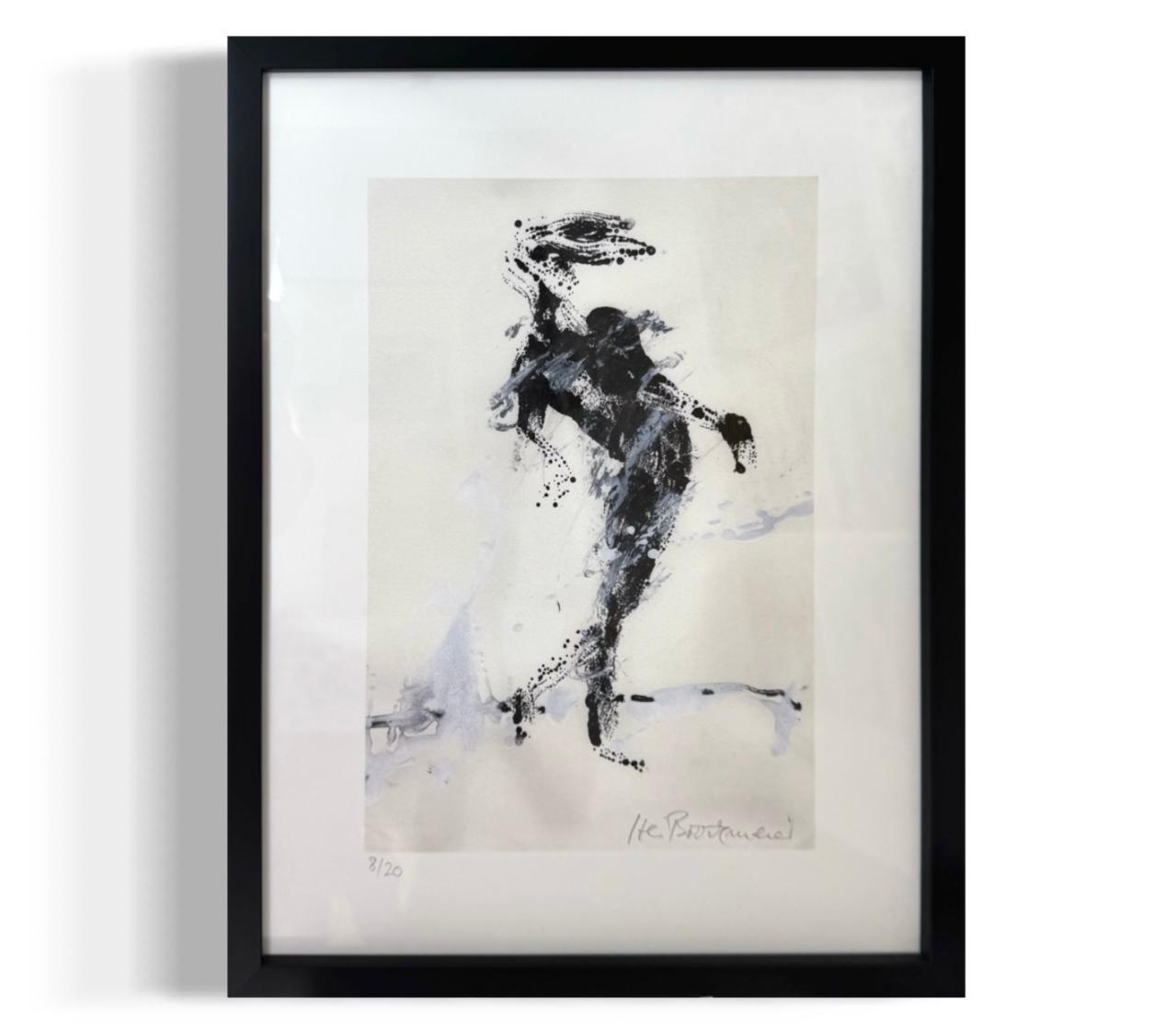 heinrich_brockmeier_giclee_druck_auflage Heinrich Brockmeier, „Ohne Titel“, abstrakt-figurativer Giclée-Druck in Schwarz und Grau, gerahmt, signiert, Auflage 8/20