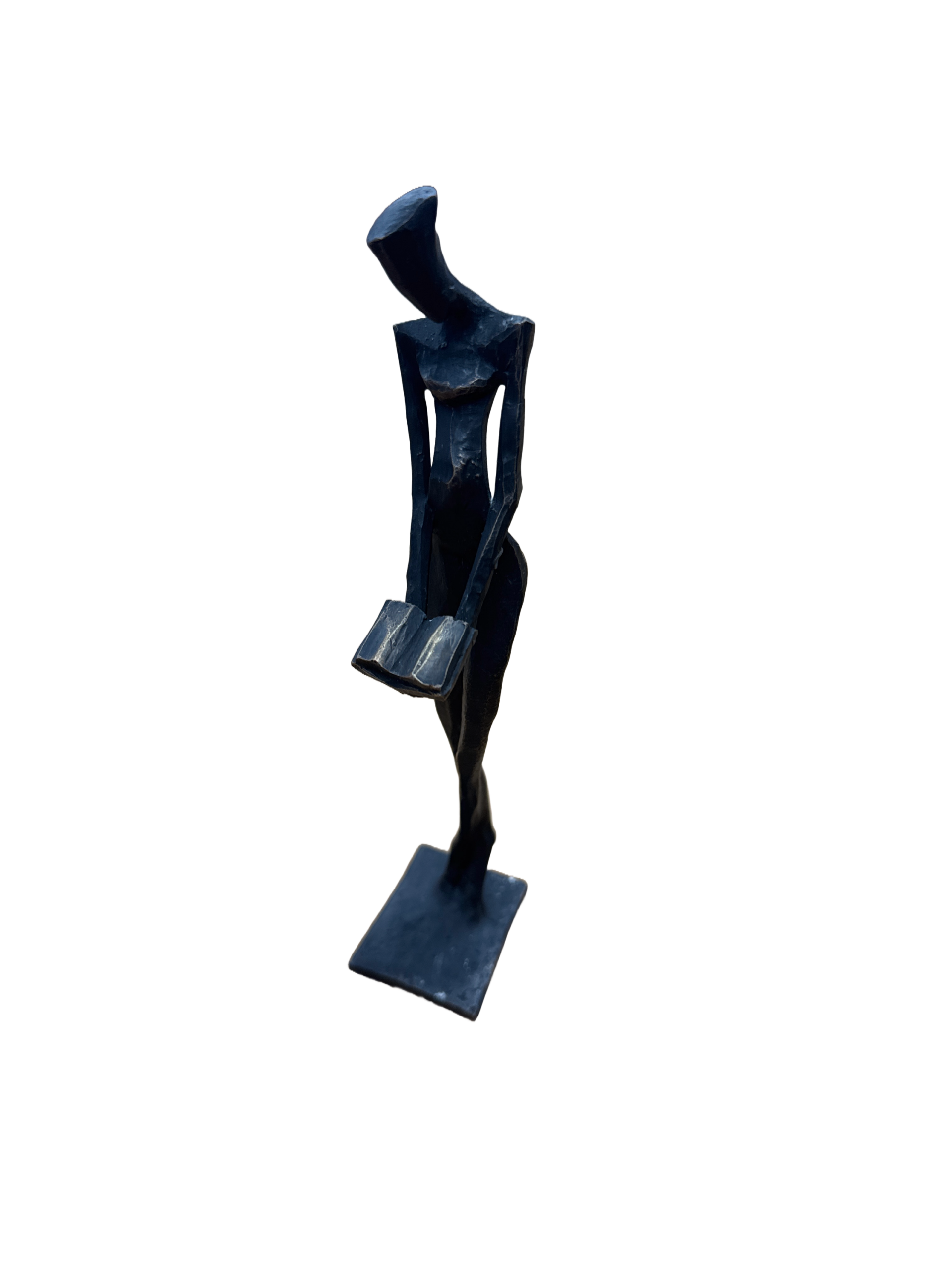 Bronze-Skulptur „Lesende II“ von Nando Kallweit – abstrakte Figur mit Buch