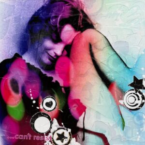 Farbenfrohes Pop-Art-Werk „can’t resist“ von Jörg Döring mit weiblichem Porträt