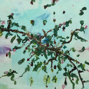 Florales Acrylgemälde von Dirk Sommer mit Ranken