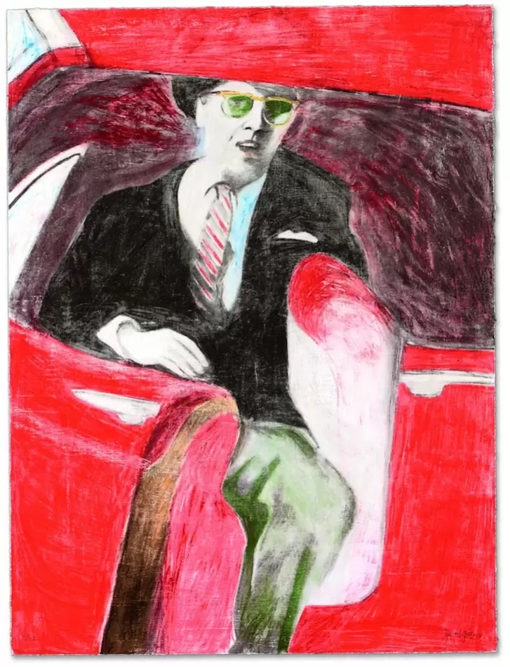 Seriegrafie „Man Leaving Car“ von James Francis Gill – 75 × 60 cm