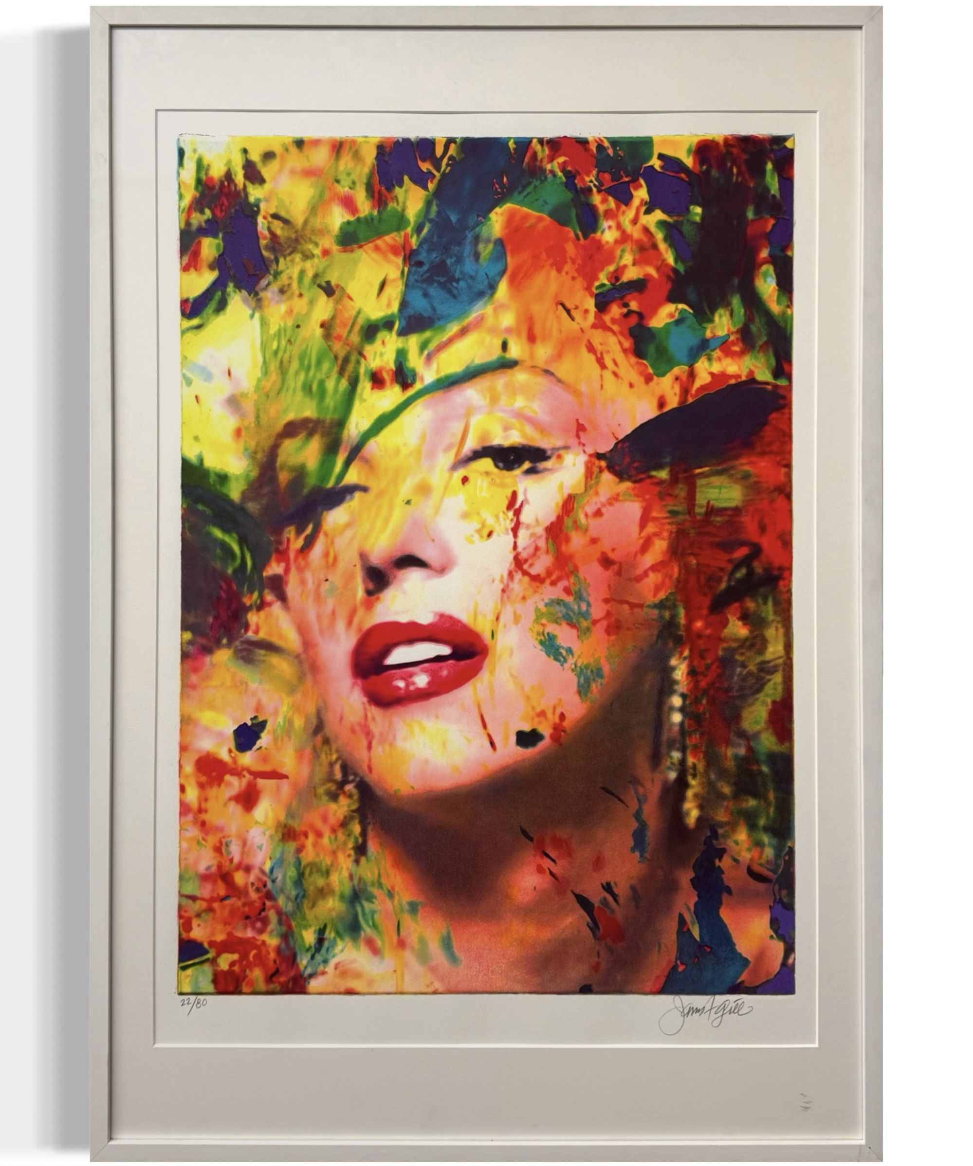 Serigraphie „Marilyn with Pearl Earring Reflection“ von James Francis Gill – 70 × 100 cm