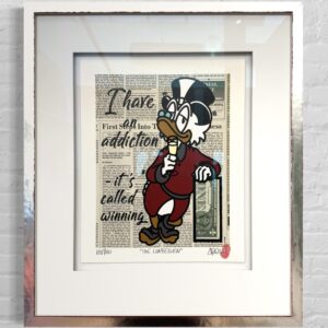 Gerahmte Collage-Grafik ‚The Confession‘ von Appollo mit Dagobert Duck