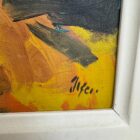 Josef Michael „ohne Titel“, signiertes Acrylgemälde auf Holz mit abstrakter Farbkomposition im Vergolderrahmen, 60 × 50 cm.