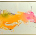Marika Thoms Orange Wave, Mixed Media auf Leinwand, 120 × 80 cm, Unikat von 2026 in Orange-, Gelb- und Rosatönen.