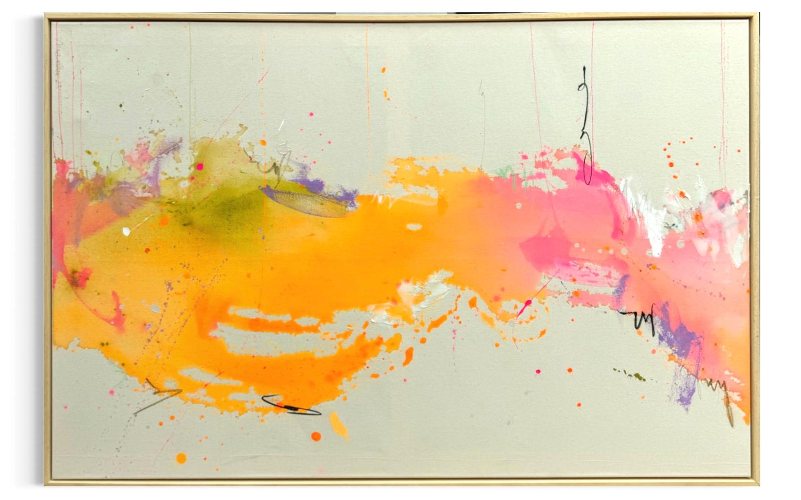 marika_thoms_orange_wave_unikat_mischtechnik Marika Thoms Orange Wave, Mixed Media auf Leinwand, 120 × 80 cm, Unikat von 2026 in Orange-, Gelb- und Rosatönen.
