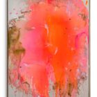 Marika Thoms Shine, Mixed Media auf Leinwand, 100 × 120 cm, Unikat von 2026 in Neonorange, Pink und erdigen Farbtönen.