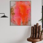 Marika Thoms Shine, Mixed Media auf Leinwand, 100 × 120 cm, Unikat von 2026 in Neonorange, Pink und erdigen Farbtönen.