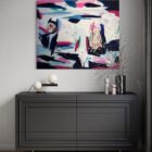 Sebastian Rydzak A glance, touch, truth needs nothing more, Mischtechnik auf Leinwand, Unikat, 120 × 100 cm mit abstrahierten Händen und Auge.