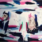 Sebastian Rydzak A glance, touch, truth needs nothing more, Mischtechnik auf Leinwand, Unikat, 120 × 100 cm mit abstrahierten Händen und Auge.